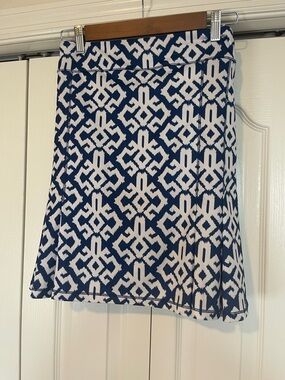 Women's Navy and White A-Line Patterned Golf Skort